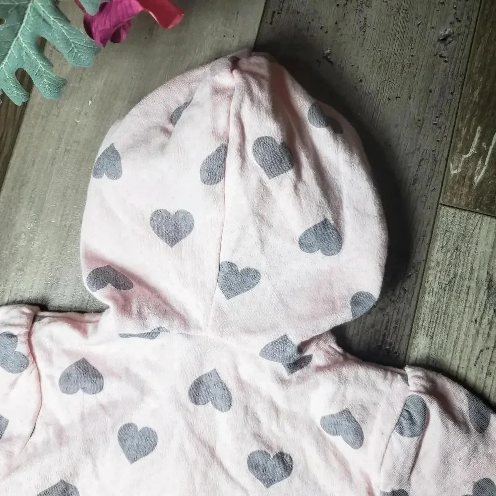 Calvin Klein Baby Girl Pink and Gray Heart Jacket Size 3-6M